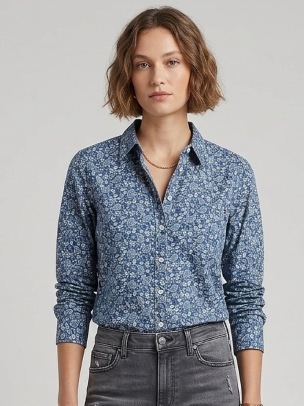 Tommy Hilfiger Blue Paisley Button-Down Shirt